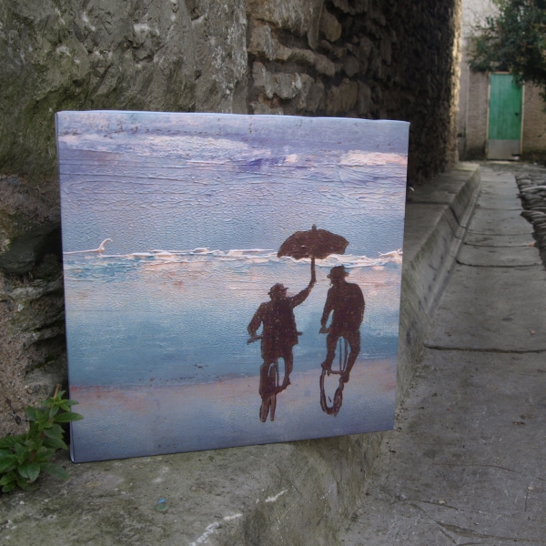 a bike day at the beach 1 canvas print