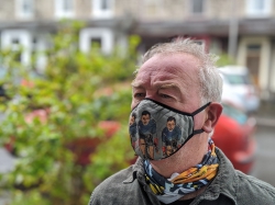 three riders face covering